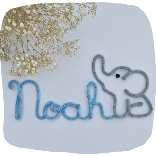 Prénom et éléphant tricotin